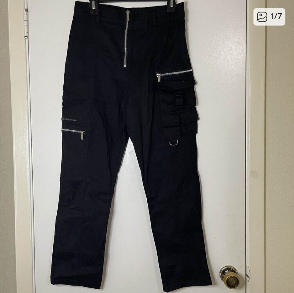 Maniere De Voir Black Cargo Pants with Zipper Detail
